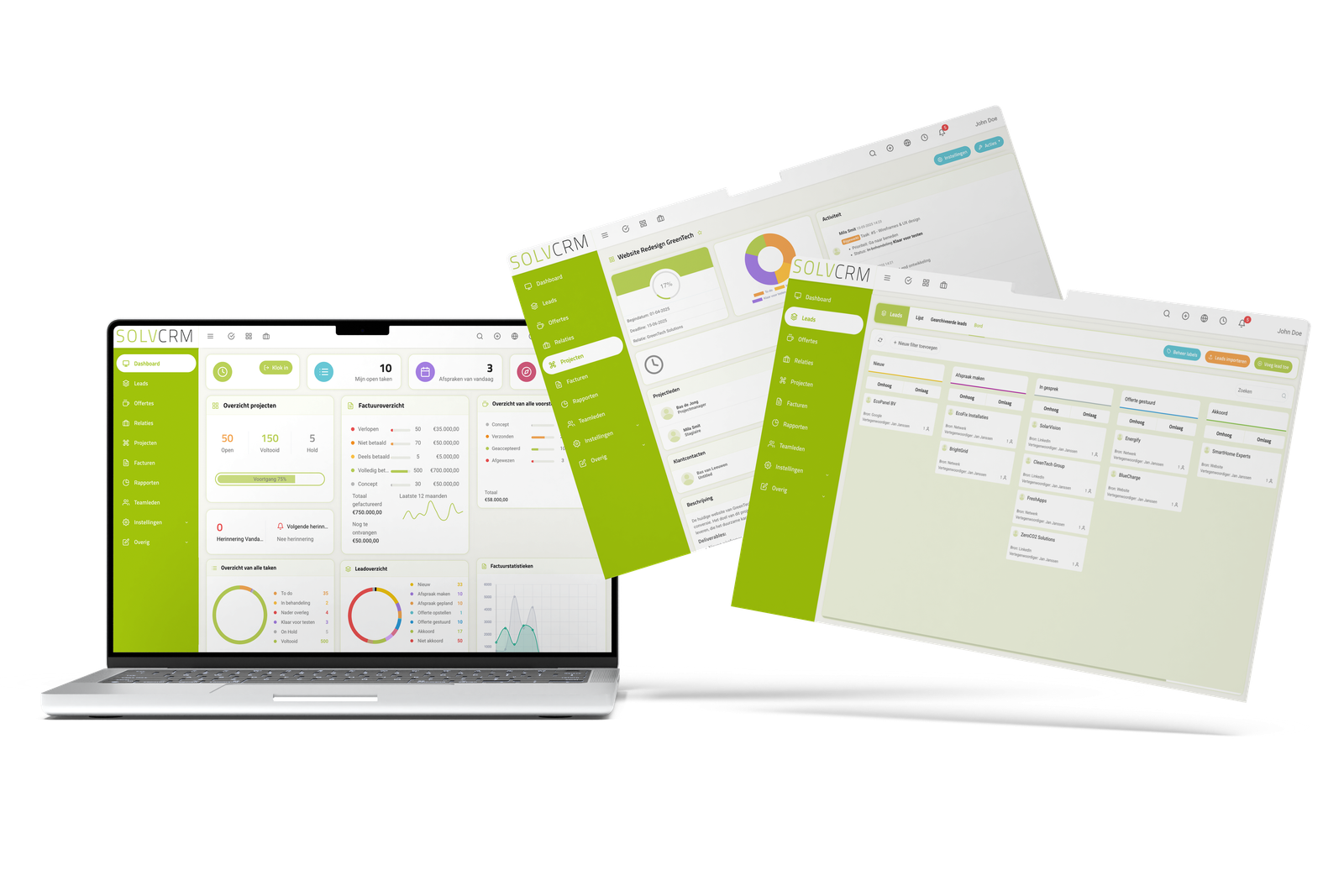 Mockup screens dashboard-project-leads - SolvCRM